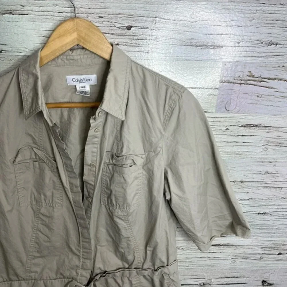 Calvin Klein khaki dress short  sleeve size 12 petite - Picture 4 of 8